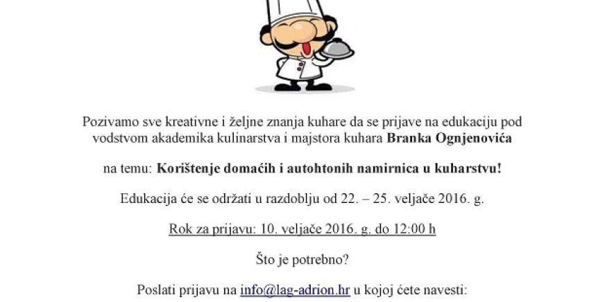 Poziv na edukaciju kuhara